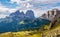 Wonderful landscape of  the Dolomites Alps. Majestic Langkofel Sassolungo and Sella Ronda. Location: South Tyrol, Dolomites,