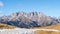 Wonderful landscape to the Presolana mountain range in winter dry season. View from Monte Pora. Orobie alps, Bergamo