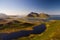 Wonderful Lofoten summer landscape with fjords and clear sky, Norway