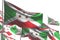 Wonderful many Burundi flags are wave isolated on white - any celebration flag 3d illustration