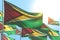 Wonderful many Guyana flags are waving on blue sky background - any feast flag 3d illustration