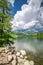 Wonderful mountain lake in Strbske Pleso in summer