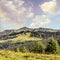 Wonderful mountain landscape. Amazing synny highland with perfect sky. Carpatian Romania