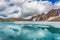 Wonderful mountain landscape with turquoise lake, reflection, peaks . Picturesque view near Adygine lake.