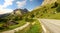 Wonderful mountains over beautiful alpine road on a sunny day, Briancon, France