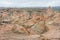 Wonderful natural scenery of red rocks in a winter mountain valley