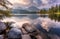 Wonderful Nature landscape. Awesome sunny day at Strbske Pleso Lake. Scenic image of fairytale landscape in sunlit with