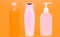 Wonderful daily necessities for you. Plastic packaging bottles. Cosmetic bottles yellow background