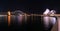 Wonderful Night view of Harbor Bridge and opera house with colourful city at Sydney, Australia.