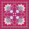 Wonderful oriental pattern with white flowers, paisley ornament, half of mandala, pink butterflies and zigzag frame. Carpet, doily