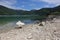 Wonderful panorama of the lake of Scanno with ducks