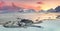 Wonderful Panoramic Sunrise  Landscape of Northern Winter Nature