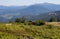 Wonderful panoramic view of Carpathians mountains with ski elevator, Ukraine. Mount Hoverla with evergreen hill and mountain lift