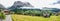 Wonderful Panoramic view of Grindelwald Landscape and Clipping Cloudscape on an overcast day, Berne Canton, Switzerland