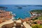 Wonderful panoramic view of Hvar city and the harbor from the Sp