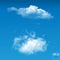 Wonderful realistic light clouds on a blue background. Vector i