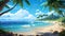 wonderful relaxing anime wallpaper artwork of a tropical beach with palm trees