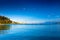 Wonderful romantic summer landscape panorama coastline sea. Boat