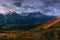 Wonderful scene of the snow rocky mountains. Picturesque morning above village in Swiss Alps, Grindelwald, Bernese oberland.