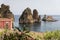 Wonderful Sights of The Stacks and Tonnara of Scopello Faraglioni e Vecchia Tonnara di Scopello, in Trapani Province, Sicily, It