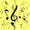 Wonderful simple design of musical notes for a light and yellow background