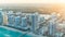Wonderful skyline of Miami at sunset, aerial view