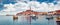 Wonderful summer cityscape of Rovinj town, Croatian fishing port on the west coast of the Istrian peninsula. Panoramic morning sea