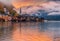 Wonderful sunset with colorful sky over the Halstatt