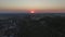 A wonderful sunset in Janowiec against the background of the castle, aerial view