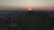 A wonderful sunset in Janowiec against the background of the castle, aerial view