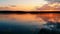 Wonderful sunset on the lake with beautiful clouds.