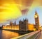 Wonderful sunset sky over Westminster. Houses of Parliament at g