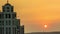 Wonderful Timelapse Aerial View of Sunset And Orange Sky Cityscape Building