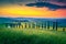 Wonderful Tuscany landscape with curved road and cypress trees, Italy