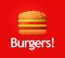 Wonderful Vector Logotype of big tasty Burger isolated on red background