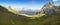 Wonderful view of the Dolomites - On background the view of Sella mountains with Sass Pordoi and SoÃ©l Italy. In foreground the