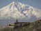 Wonderful view on Hor Virap Monastery with Ararat Mount in the background. Armenia.