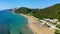 Wonderful view of Kanoula beach. Greece. Aerial view of Kanoula beach, Ionian Sea. Stunning summer scene of Corfu island, Greece,