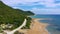 Wonderful view of Kanoula beach. Greece. Aerial view of Kanoula beach, Ionian Sea. Stunning summer scene of Corfu island, Greece,