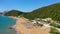 Wonderful view of Kanoula beach. Greece. Aerial view of Kanoula beach, Ionian Sea. Stunning summer scene of Corfu island, Greece,