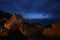 Wonderful view of the sea in liguria in camogli through the rocks