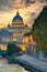 Wonderful view of St Peter Cathedral, Rome, Italy. Sunset light