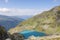 A wonderful view to the horizon at a beautiful sunset in the alps of Switzerland by an alpine lake called Schottensee. These color