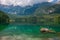 Wonderful view of Tovel lake in the summer season, Trentino