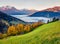 Wonderful view of Zell lake. Colorful autumn sunrise in Austrian town - Zell am See, south of the city of Salzburg. Beauty of natu