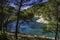 Wonderful viewpoint from the forest, Calanques National Park near Cassis fishing village, Provence