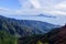 Wonderful views of the island of Tenerife and the Teide from the viewpoint of the Laja in the haze of the summits in La Gomera.