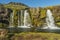 Wonderful waterfal Kirkjufellsfossl in Iceland, summer time