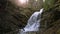 Wonderful waterfall on the mountain river Carpathians.