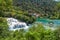 Wonderful waterfall Skradinski Buk on a sunny day. View from above